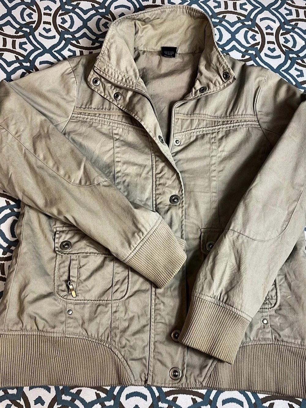 Vanity Cotton Bomber Jacket in Beige XL